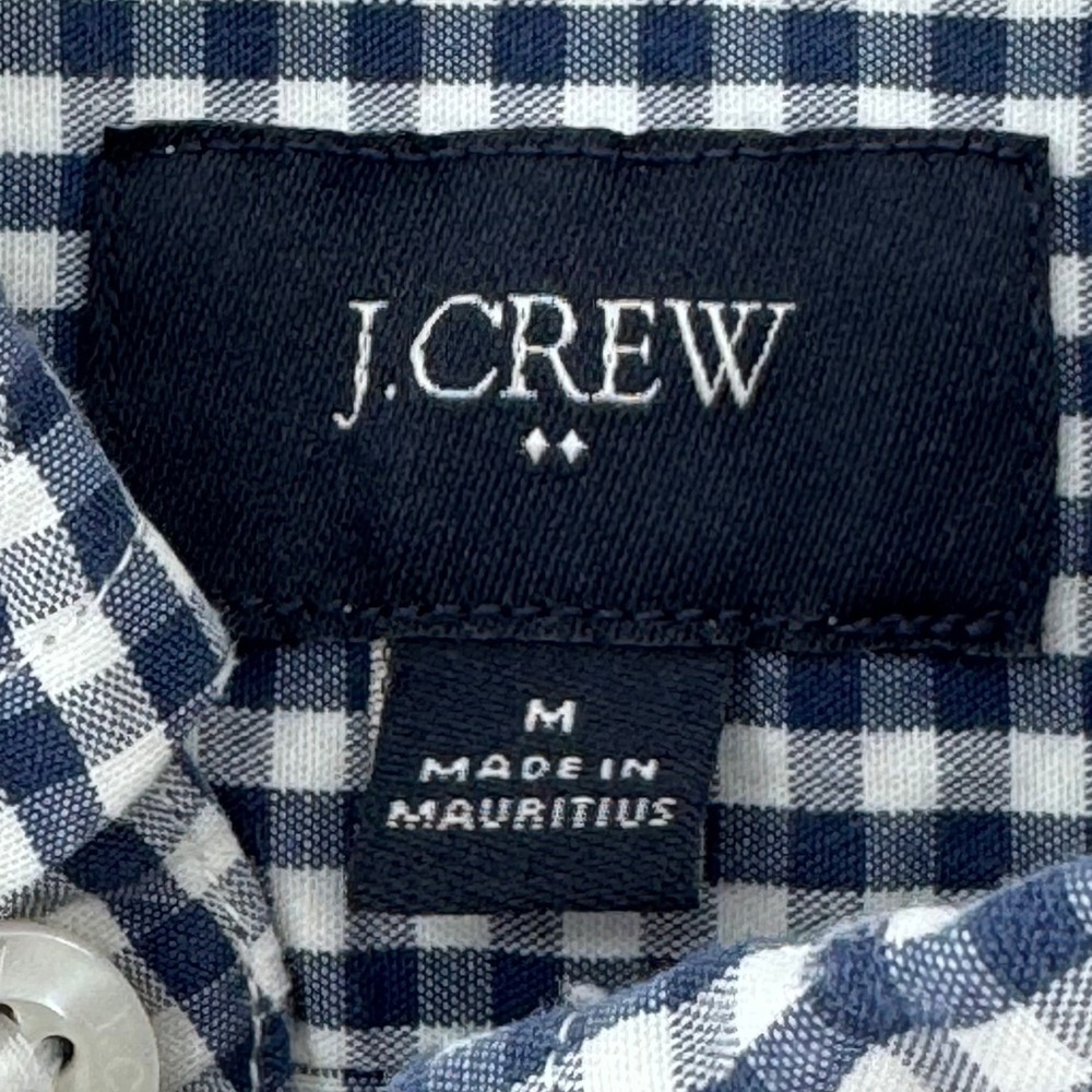 J.Crew Mens Slim Fit Navy Gingham Check Button Down Shirt Long Sleeve Cotton M - Picture 5 of 7